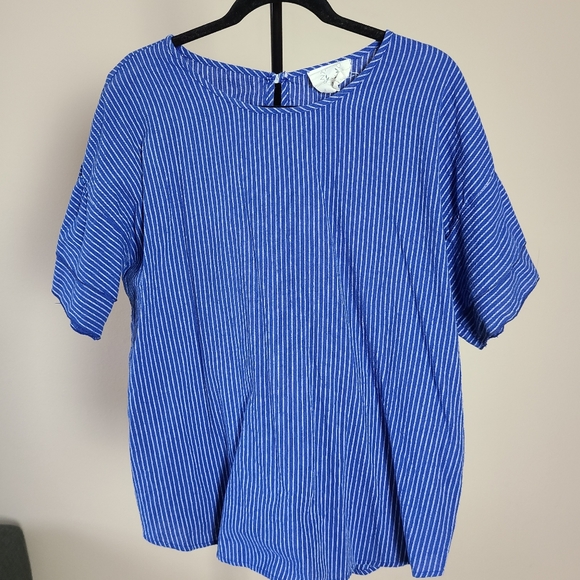 Striped top with ruffle sleeves - Picture 1 of 6